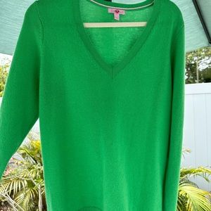 Lily Pulitzer Kelly Green V Neck Cashmere sweater XL